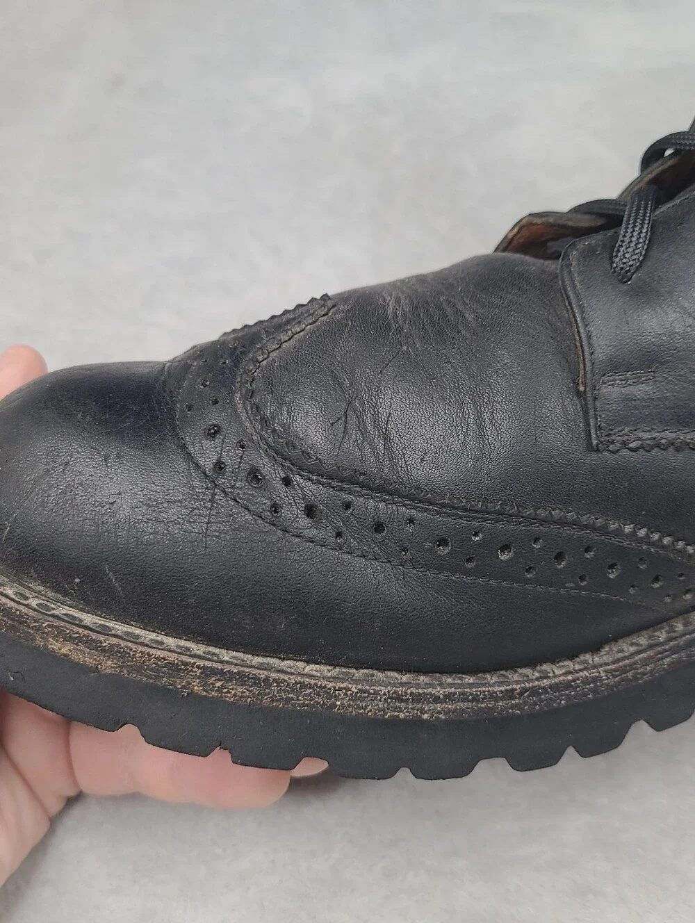 Frye Earl Wingtip Lace Up Mens Black Leather Western Combat Boots - Size 11 D -